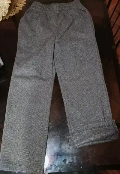 Pantalon de lana gris estilo tweed para mujer - miniatura 3