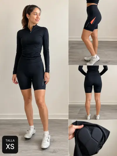 Calza de ciclismo negro para mujer Van Rysel - miniatura 1