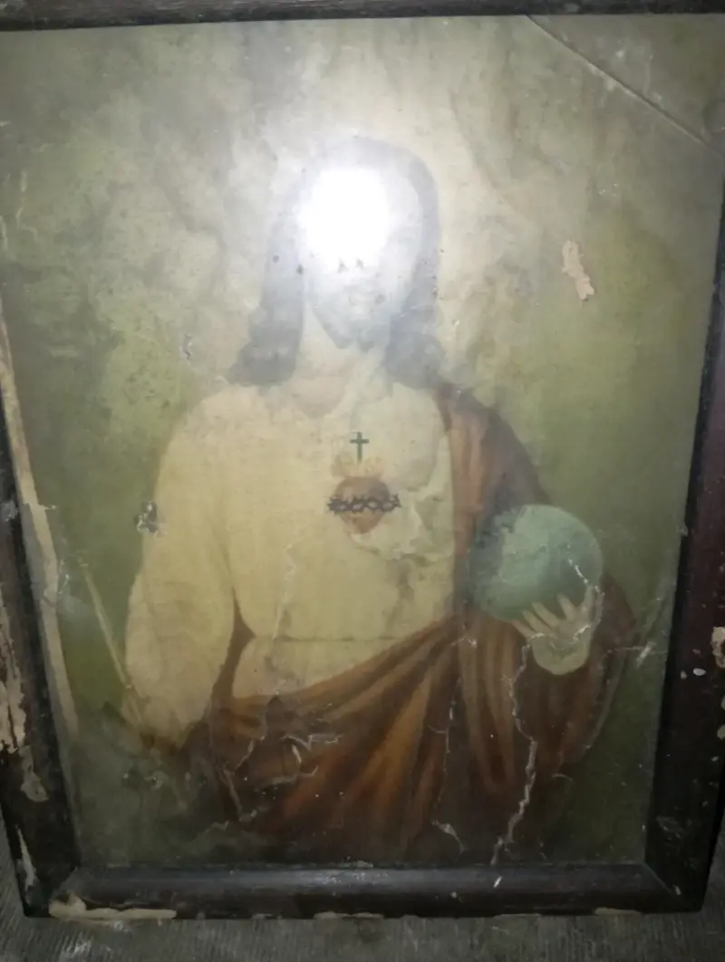 Cuadro Religioso Antiguo con Marco de Madera - 1