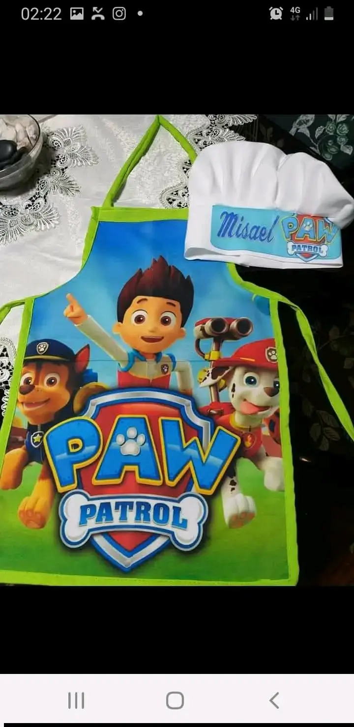 Delantal infantil con gorro de cocina personajes animados - 4