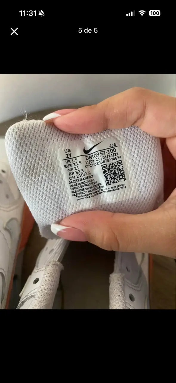 Zapatillas deportivas Nike blancas y naranjas 33,5 - 4