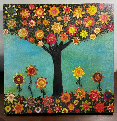 Cuadro Decorativo Árbol de Flores Coloridas - miniatura 1