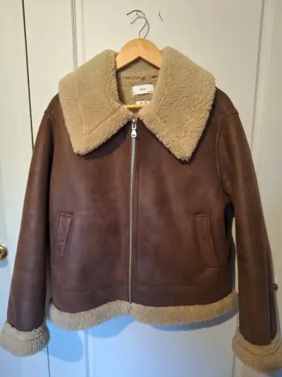 Chaqueta de cuero sintético con forro de borrego M - miniatura 1