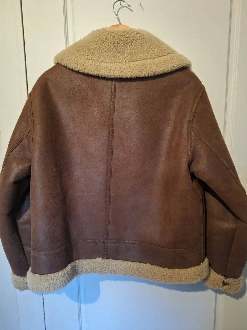 Chaqueta de cuero sintético con forro de borrego M - 2
