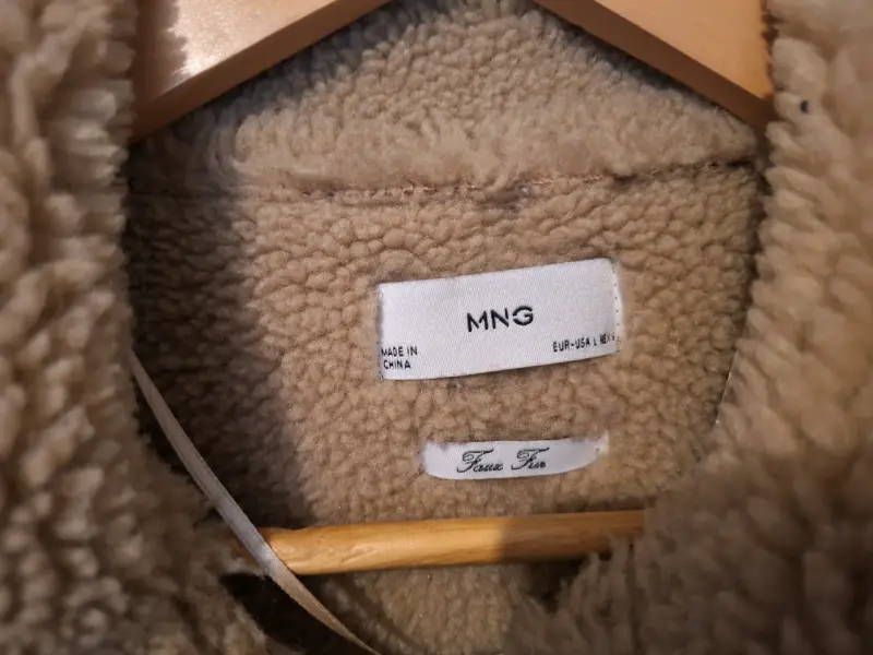 Chaqueta de cuero sintético con forro de borrego M - 3