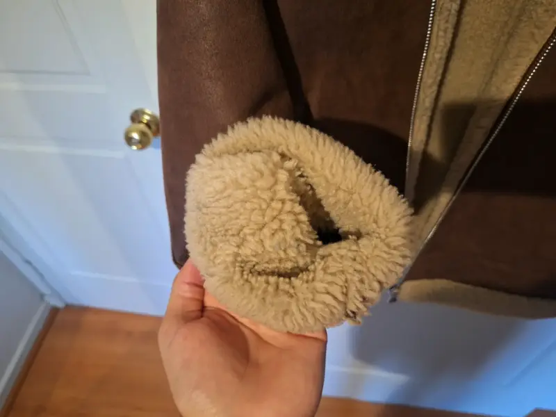 Chaqueta de cuero sintético con forro de borrego M - 4