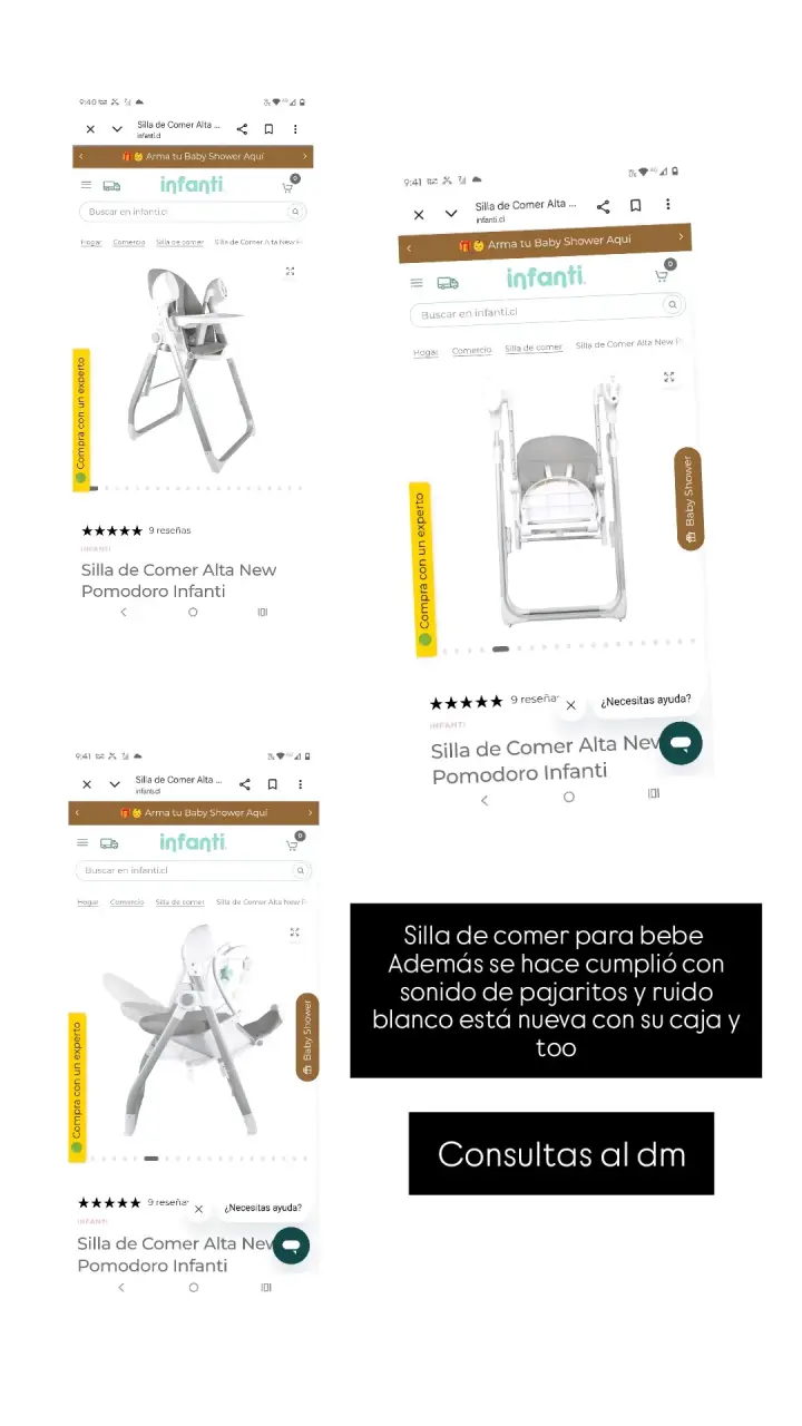 Silla de comer alta para bebé Infanti Pomodoro