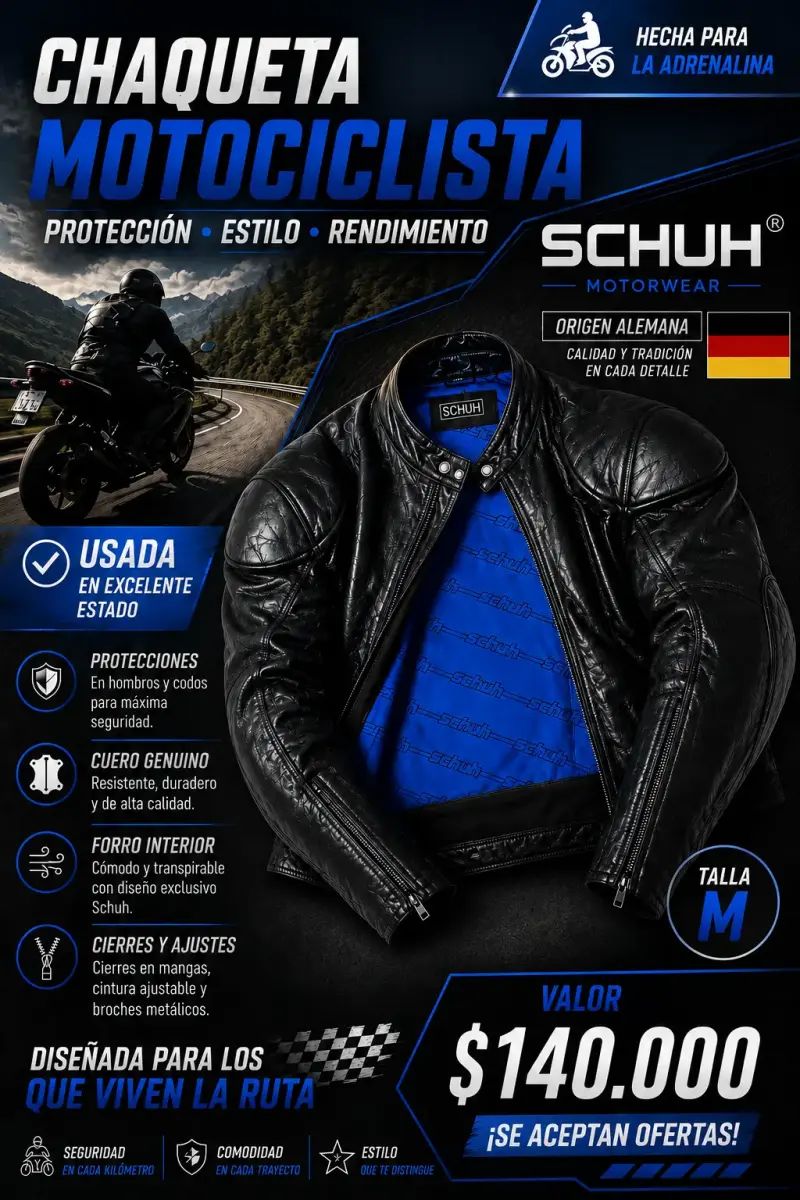 Chaqueta de cuero para motociclista talla M - 2