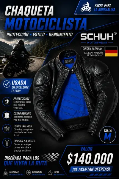 Chaqueta de cuero para motociclista talla M - miniatura 2