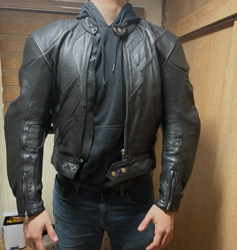 Chaqueta de cuero para motociclista talla M - 4