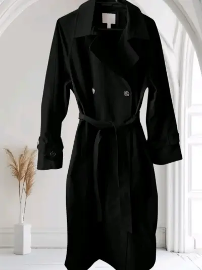 Abrigo trench negro h&M talla M - miniatura 1