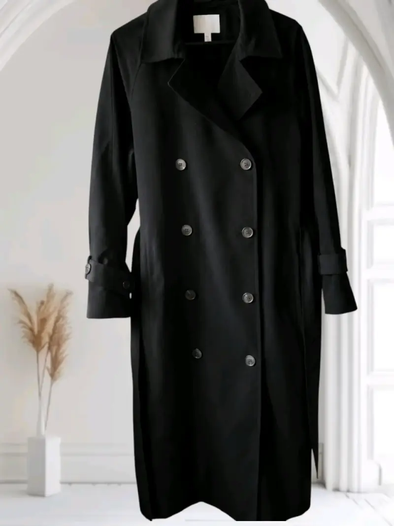 Abrigo trench negro h&M talla M - 3