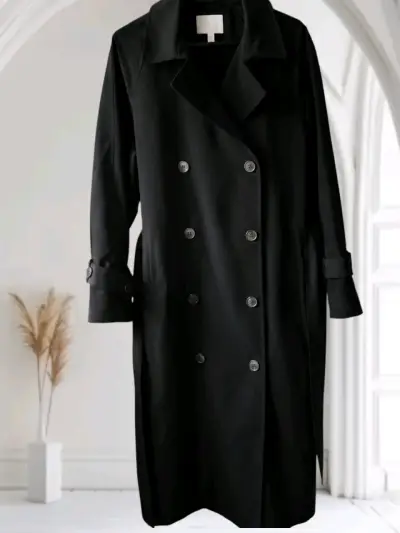 Abrigo trench negro h&M talla M - miniatura 3