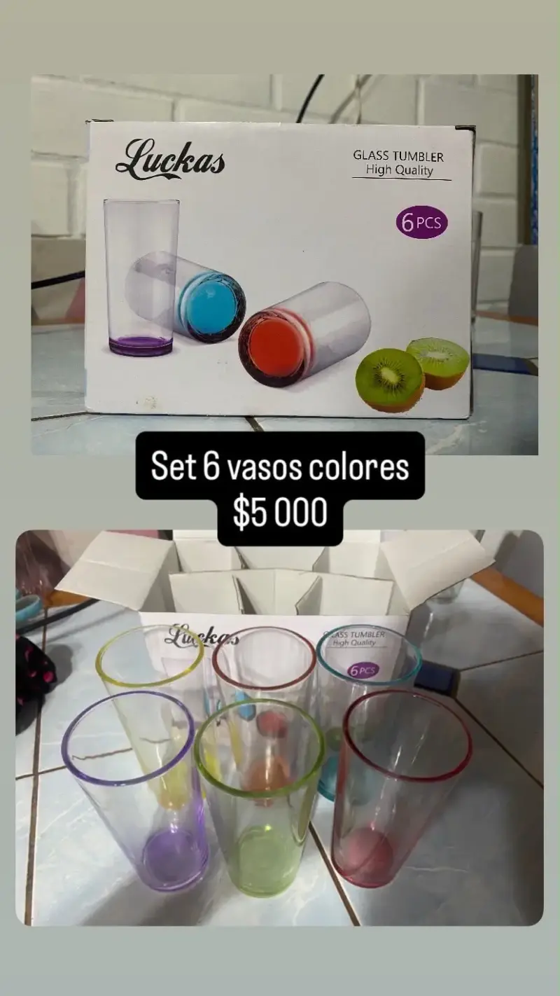 Set de 6 vasos de colores
