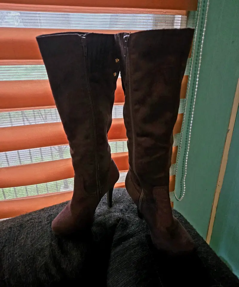 Botas altas de tacón café chocolate