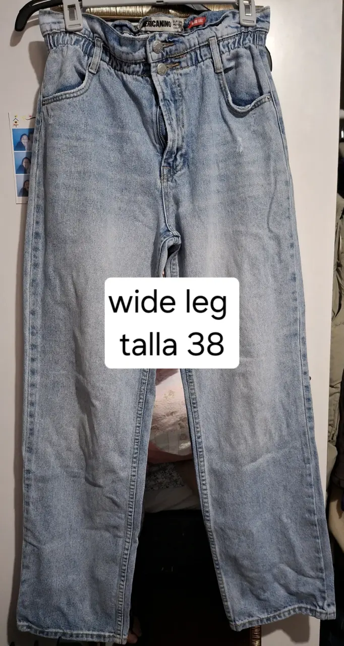 Jeans wide leg talla 38 azul claro