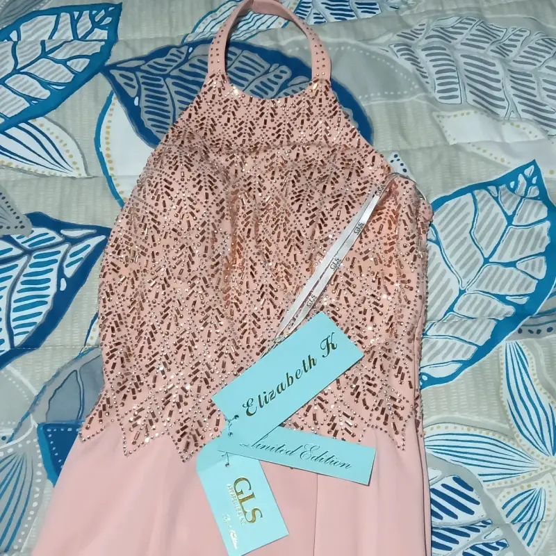 Vestido largo rosa con lentejuelas GLS - 2
