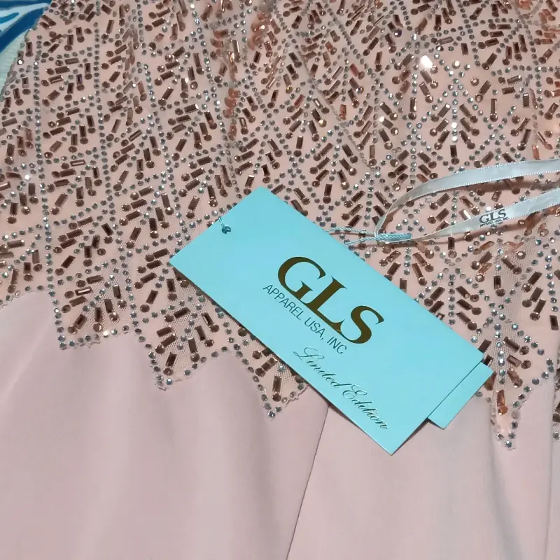 Vestido largo rosa con lentejuelas GLS - 3