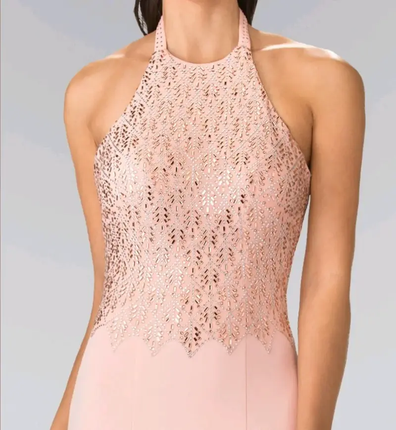 Vestido largo rosa con lentejuelas GLS - 4