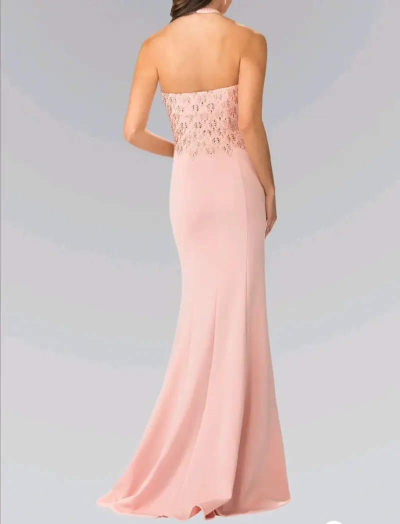 Vestido largo rosa con lentejuelas GLS - 6