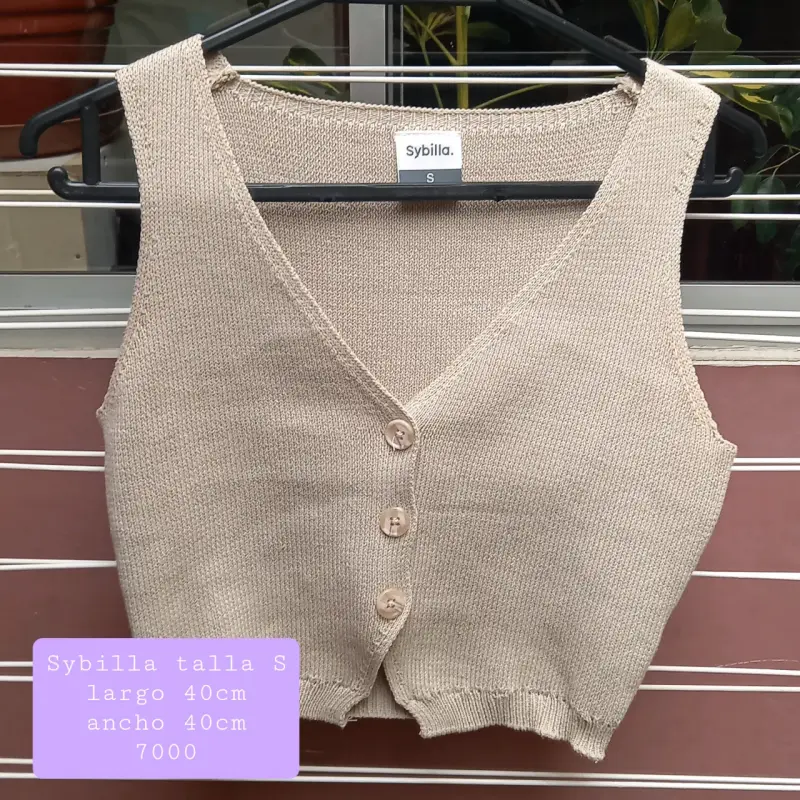 Chaleco tejido sin mangas Sybilla beige