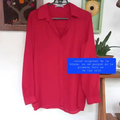 Blusa roja Mango talla L - miniatura 1