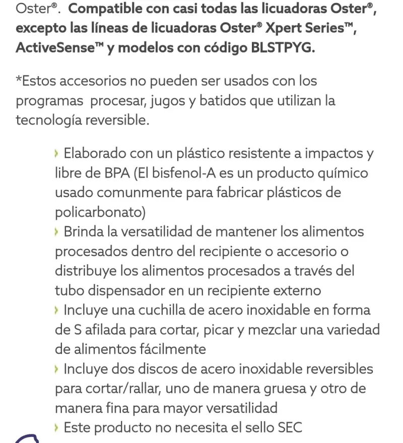 Accesorios procesador de alimentos Oster - 5