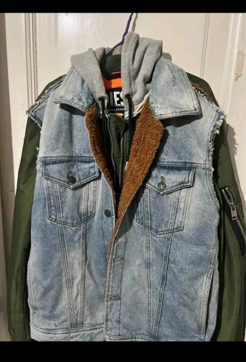 Chaqueta Diesel patchwork con capucha y chiporro - 1