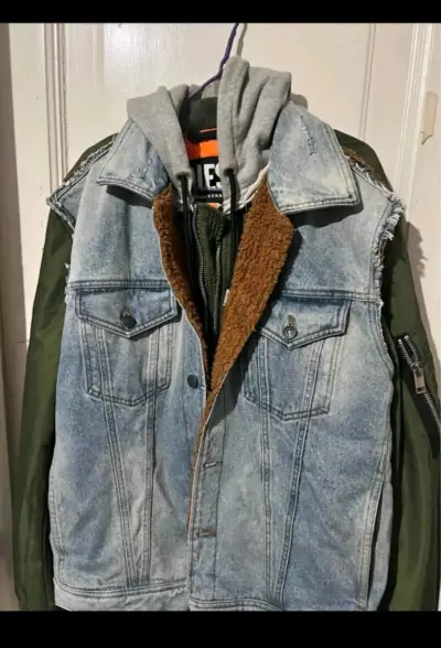 Chaqueta Diesel patchwork con capucha y chiporro - miniatura 1