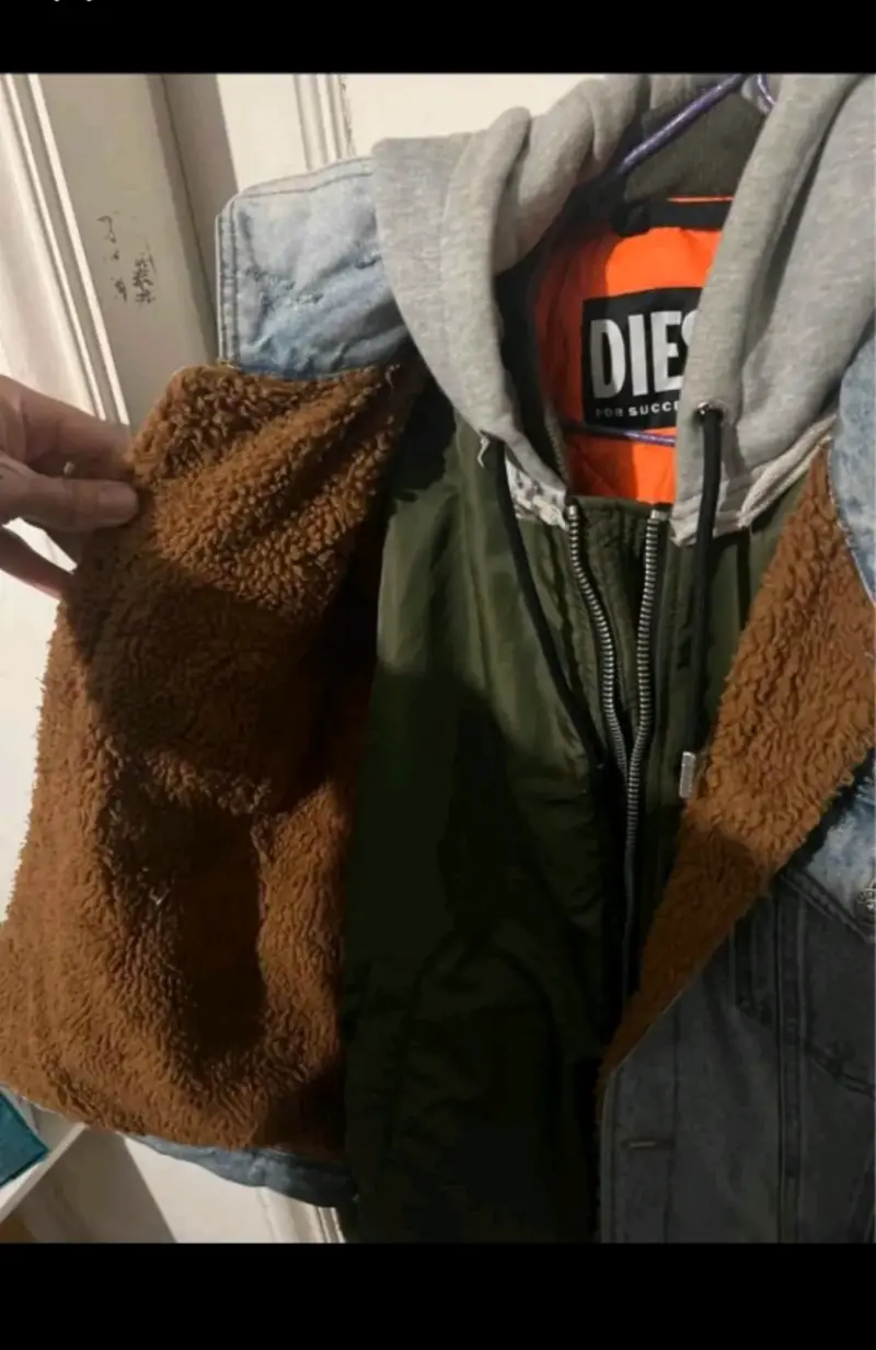 Chaqueta Diesel patchwork con capucha y chiporro - 2