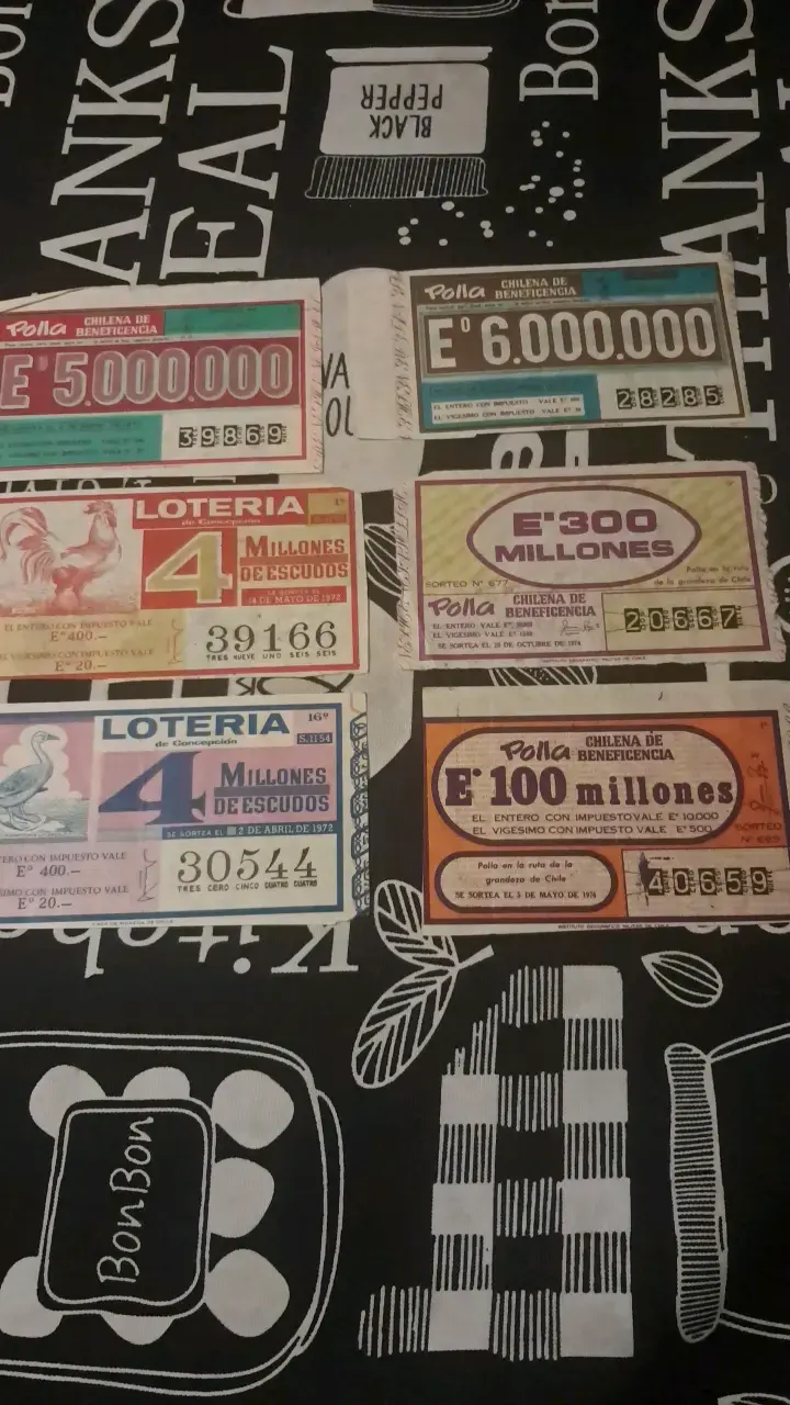 Colección de boletos de lotería chilenos antiguos