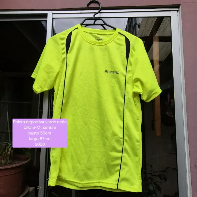Polera deportiva verde neón para hombre talla S-M - 1
