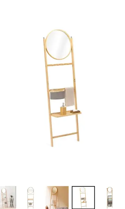 Organizador con espejo de bambú beige - miniatura 5
