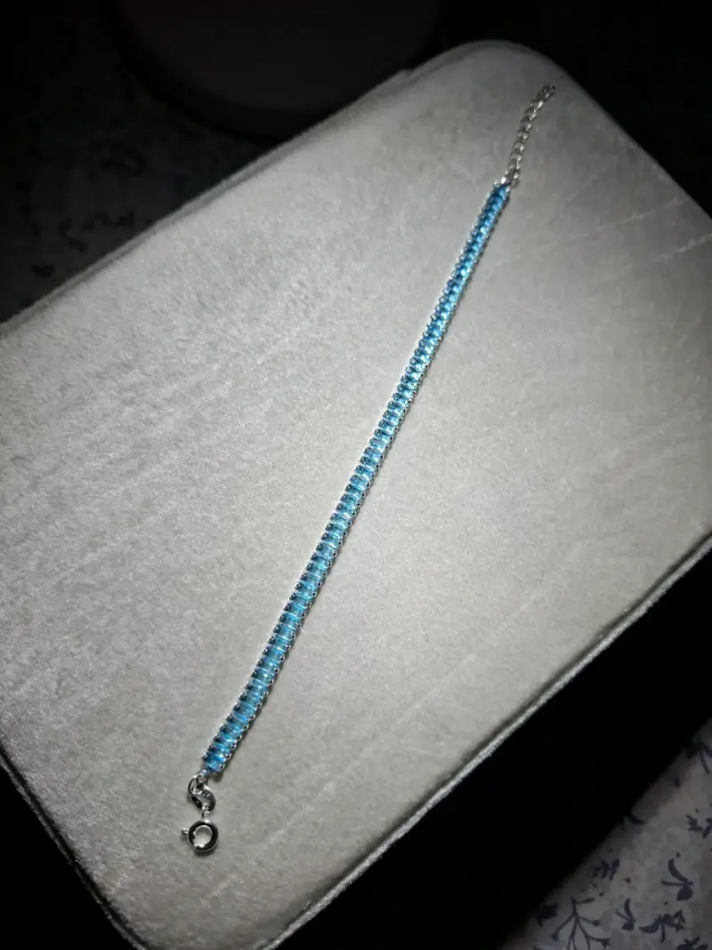 Pulsera PLATA 925 con microcircones celeste - 1