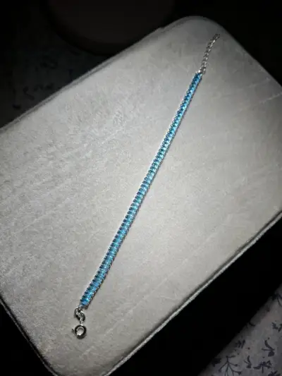 Pulsera PLATA 925 con microcircones celeste - miniatura 1