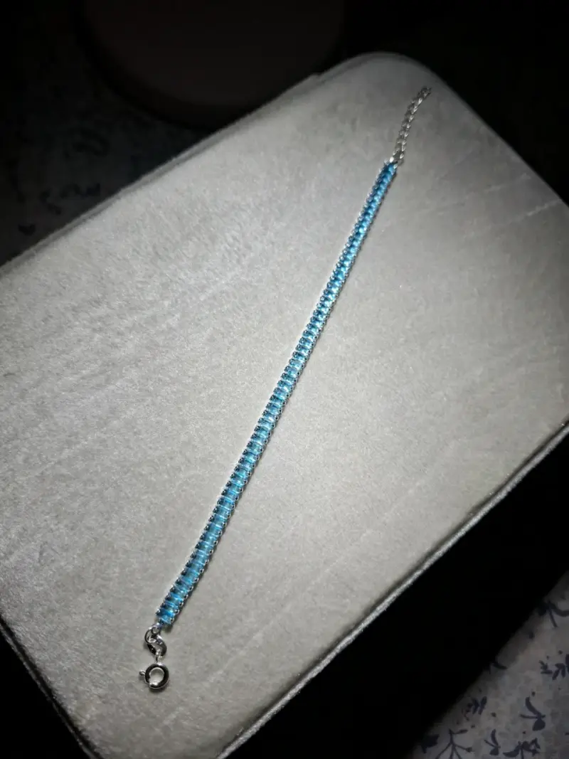 Pulsera PLATA 925 con microcircones celeste - 3