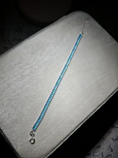 Pulsera PLATA 925 con microcircones celeste - miniatura 3