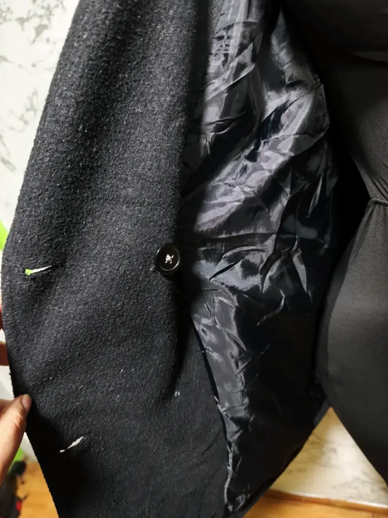 Abrigo negro de lana para mujer - 5