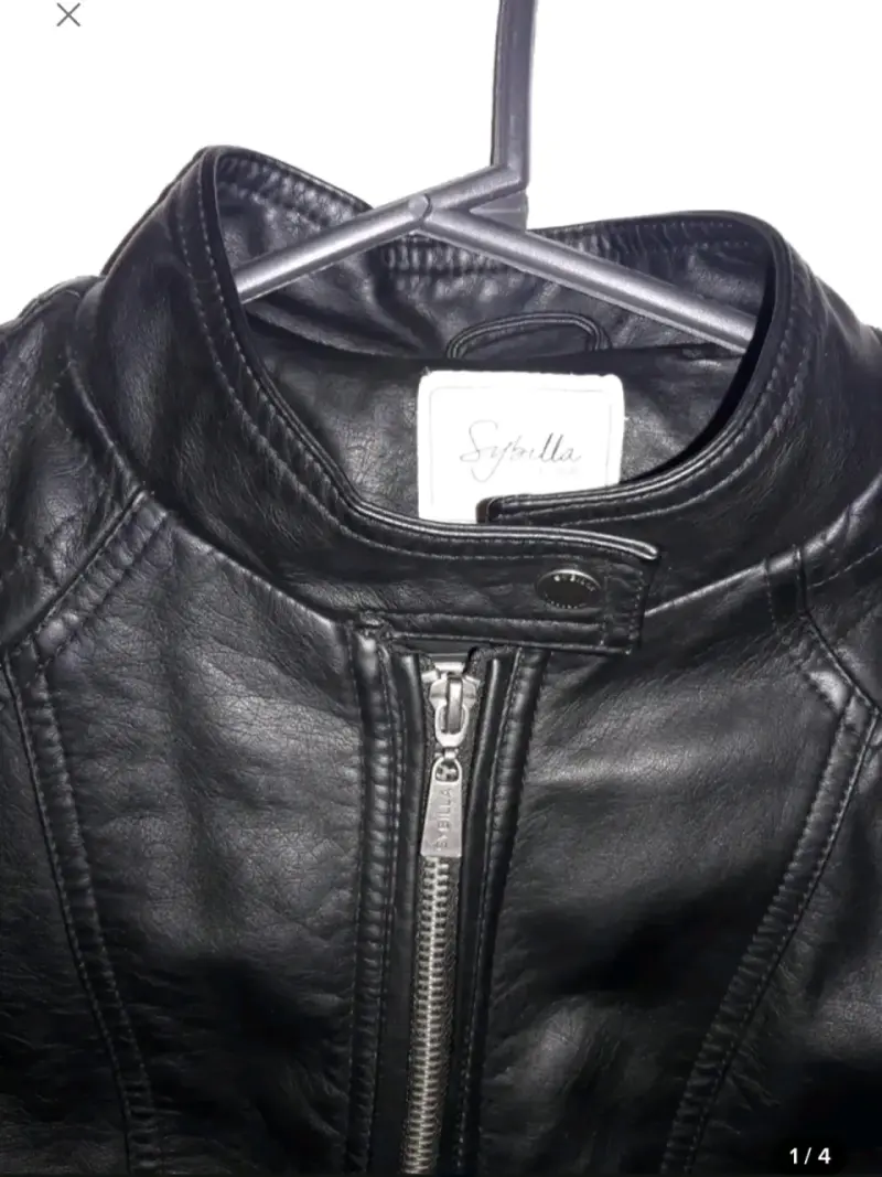 Chaqueta de cuero negra para mujer Sybilla - 1