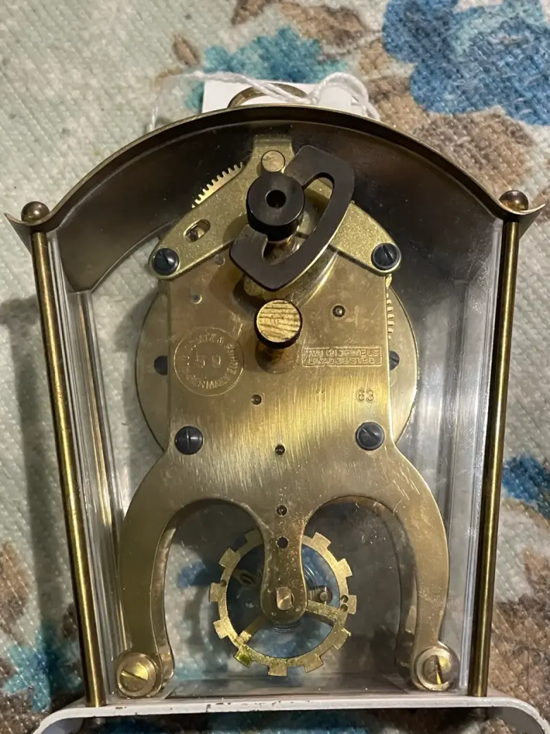 Reloj 8 días de sobremesa vintage con flores alema - 2