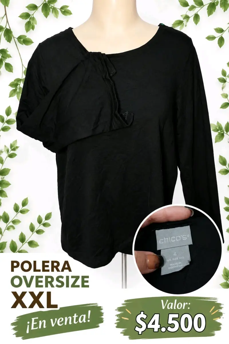 Polera Oversize Negra Chico's Talla XXL