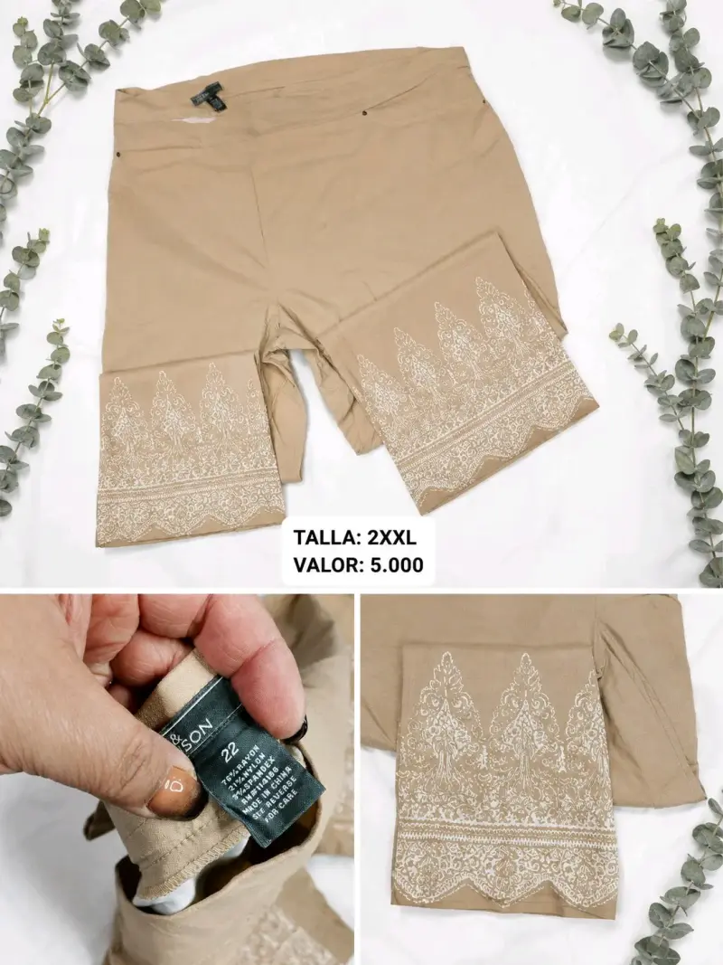 Pantalon beige con encaje talla 2XXL