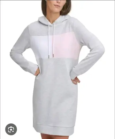 Vestido sudadera Tommy Hilfiger gris con capucha - miniatura 1