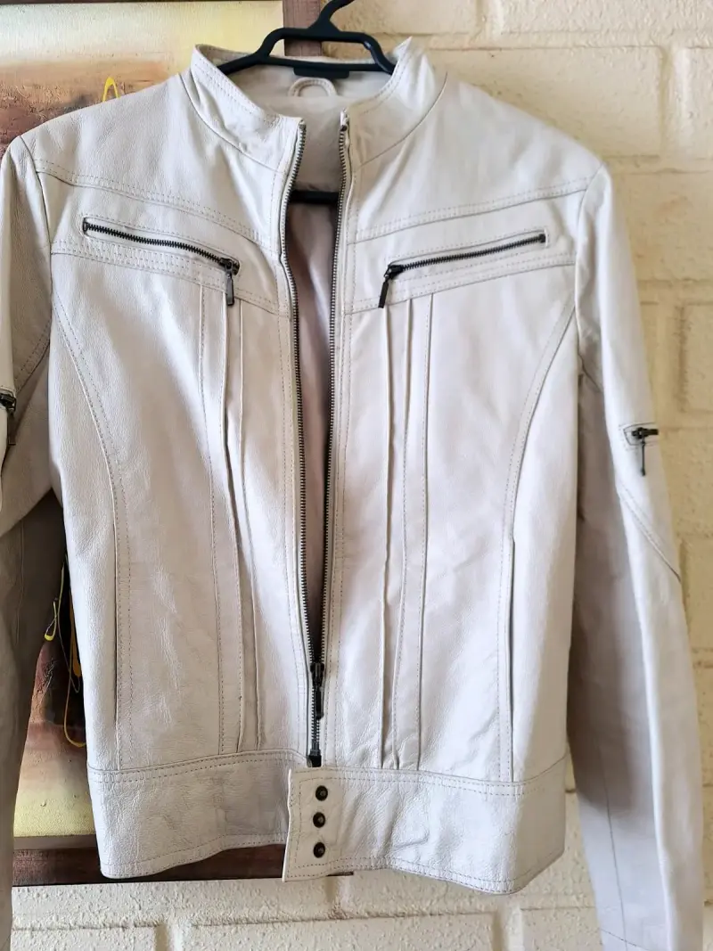 Chaqueta de cuero beige talla L marca Todo Piel - 2