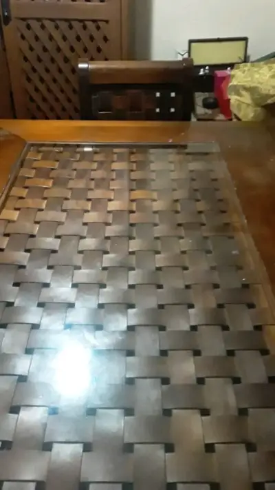 Mesa de comedor de madera solida 1.80m con vidrio - miniatura 4
