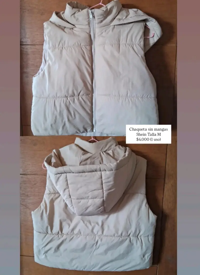 Chaleco sin mangas Shein beige y azul