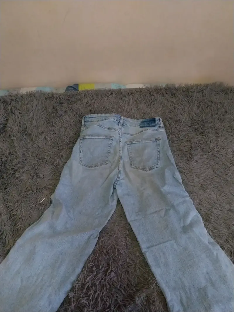Jeans de mezclilla azul claro estilo wide leg - 2