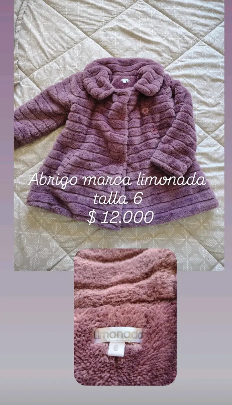 Abrigo de niña Limonada talla 6 morado