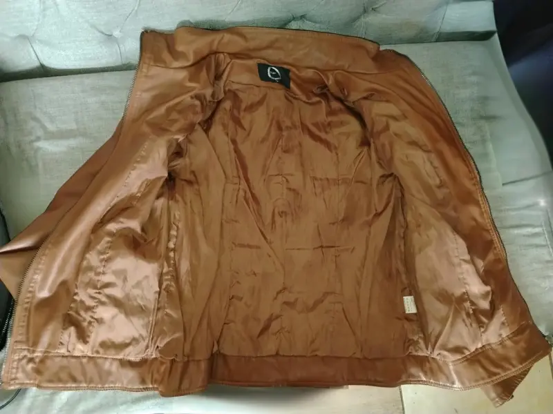 Chaqueta de cuero sintético marrón - 1