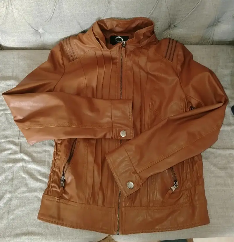 Chaqueta de cuero sintético marrón - 2